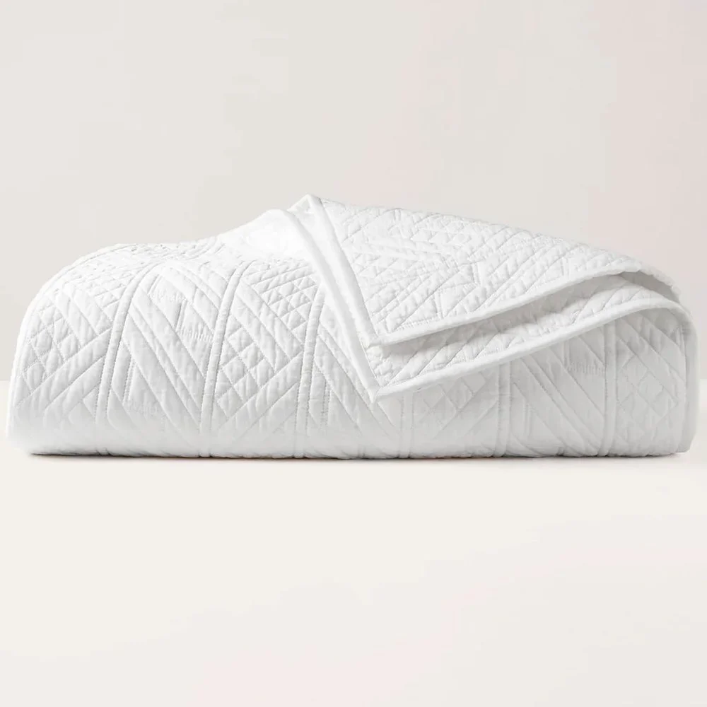 NEW $500 Ralph Lauren Oakfield Coverlet!  Queen  White  Quilted Type Stitching
